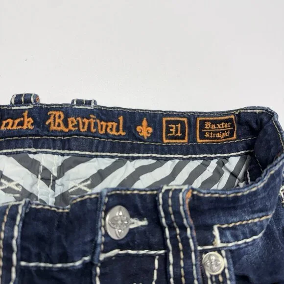 Rock Revival Baxter Cut Off Jeans Mens 31 Blue Y2K - Picture 6 of 12